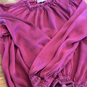 Bella Dahl Magenta Ruffle Top